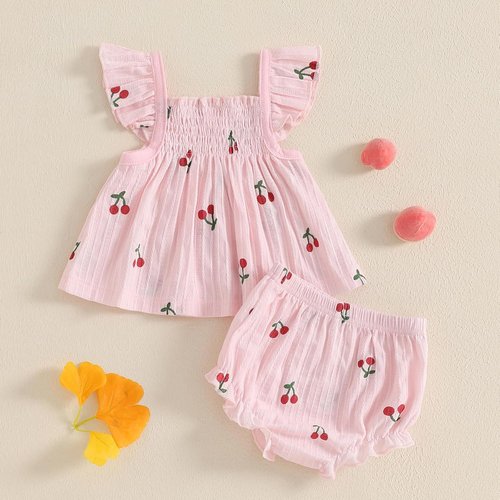 Mubineo Baby Girl Summer Outfit Set - Cute Ruffle Tops & Shorts - Infant Toddler Princess Style