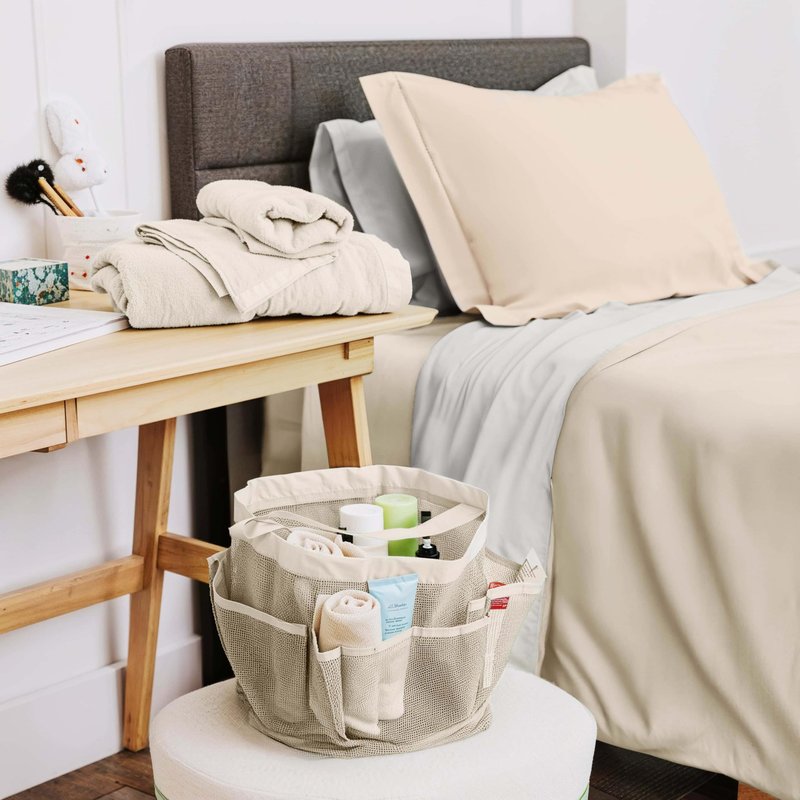 Hearth & Harbor Complete Dorm Room Set, Twin XL Comforter Set, Sheet Set, Mattress Protector, Towels and Organizers - All Dorm Accessories Included