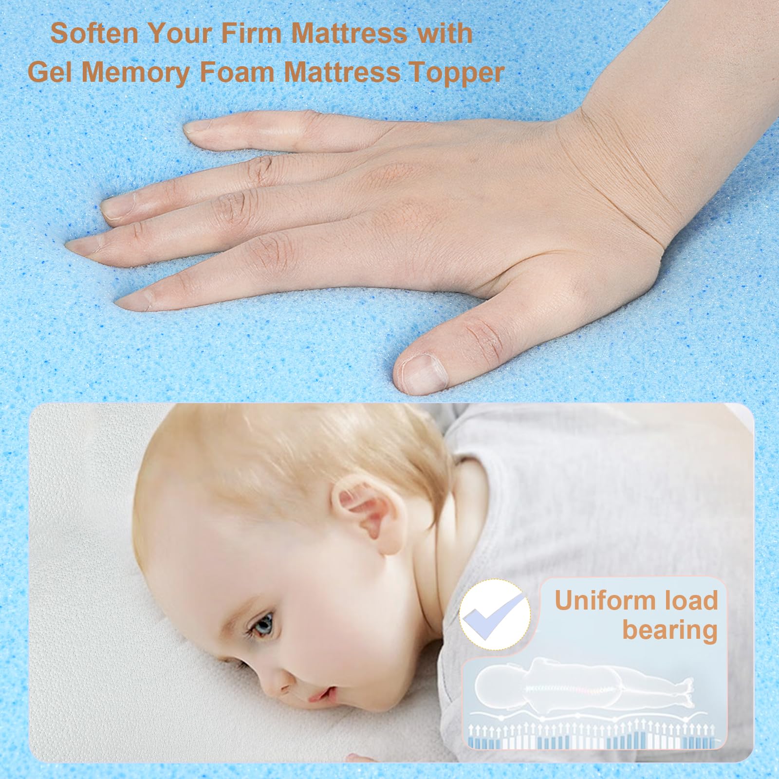 NeoBorn Baby Bassinet Mattress Pad, 33" x 20" Dual Sided Comfort Gel Memory Foam Mattress with Removable Breathable Soft Tencel Cover Fit for Baby Delight/Mika Micky/KoolerThings Bassinet