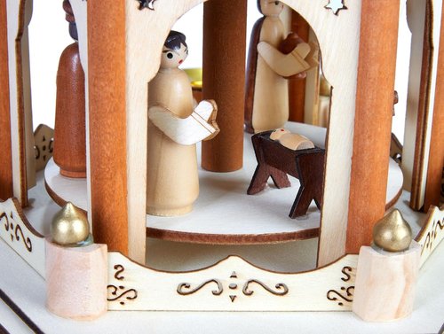 BRUBAKER Christmas Pyramid - 3-Tier Rotating Wooden Candle Holder - 18-Inch Hand-Painted Decoration - Brown