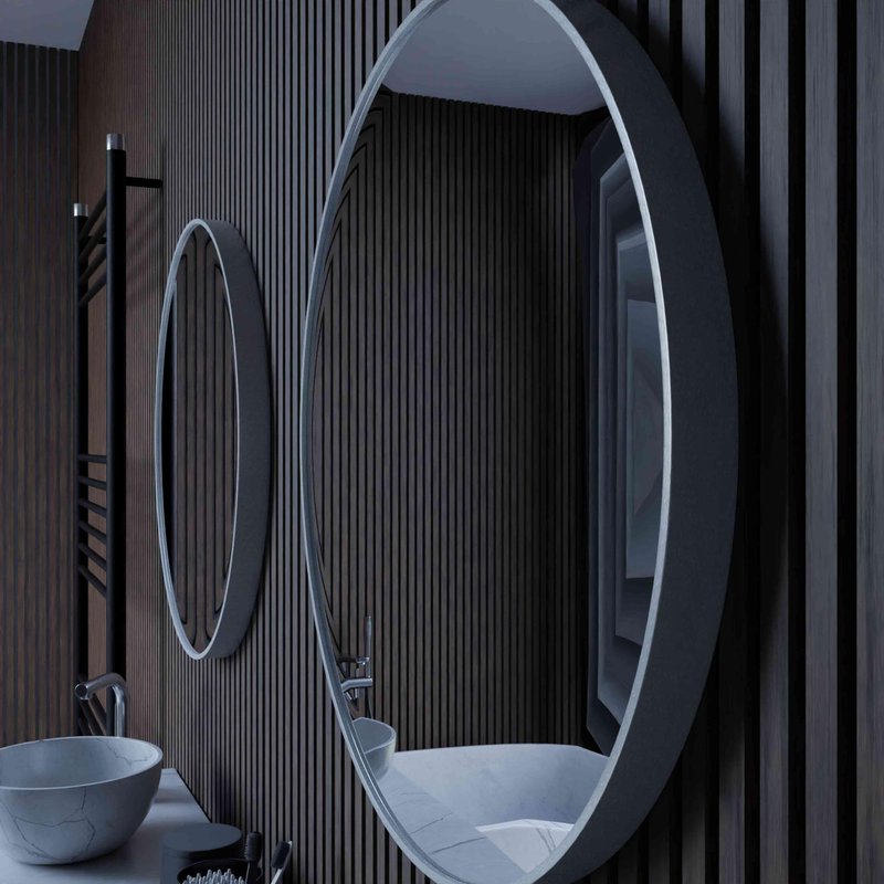 Cortesi Home Opra Mirror, Round 24" with Brushed Silver Metal Frame