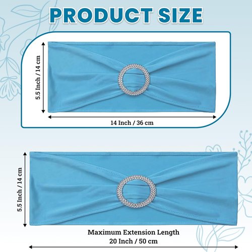MDS Spandex Chair Sashes - Universal Fit Elastic Stretch Bands with Buckle for Weddings | 250 Pack - Blue