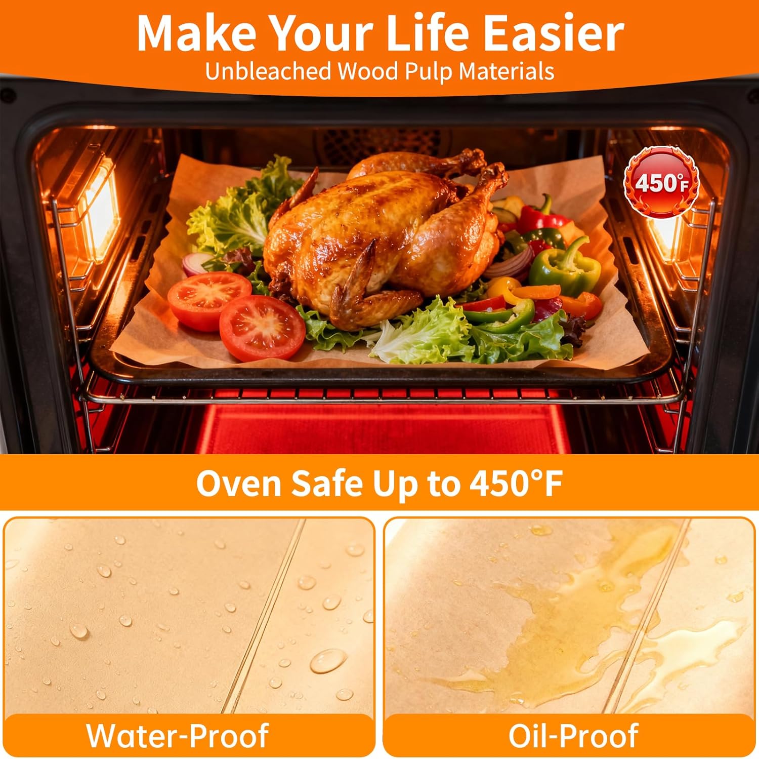 YUANYE Parchment Paper Baking Sheets - 400PCS Unbleached Precut Non-Stick 12"x16" for Oven & Air Fryer