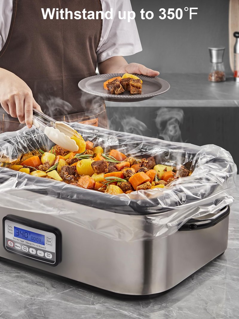 SMARTAKE Electric Roaster Liners, 15 Count Disposable Roaster Liners, Fits 16, 18, 22 Quart Roasters, Roaster Pan Oven Liners Plastic Cooking Bags for Instant Cleanup, 18 x 34 Inch