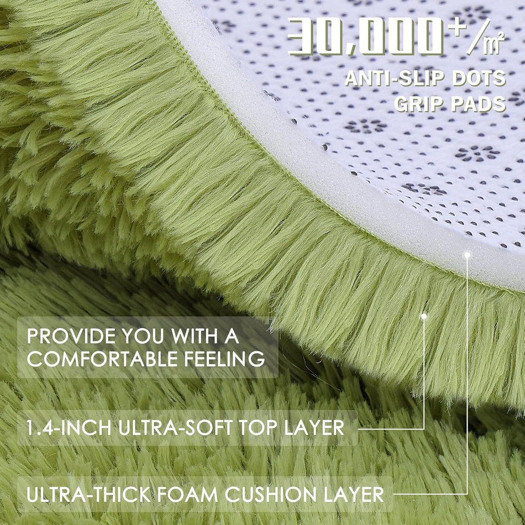 OLANLY Large Area Rug - Soft Fluffy Shaggy Carpet for Living Room & Bedroom | 5x7, Grass Green