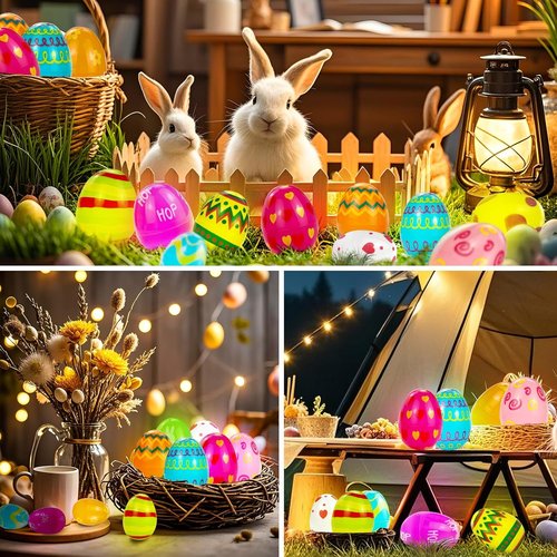 24 Pack Skiennix 7Ft Fairy Lights - Battery Operated 20 LED Easter String Lights for Spring Decor