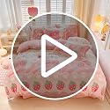 Queen Size Strawberry Duvet Cover Set, 3-Piece Fluffy Faux Fur Bedding