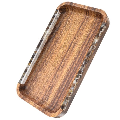 HOWFAQUI Handmade Acacia Wood Charcuterie Board with Resin & Seashell Design – 13x7” Cheese Board & Serving Tray for Appetizers, Snacks, Kitchen & Table Decor