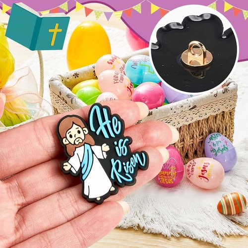 Mini Jesus Figurines Easter Eggs - Religious Basket Fillers for Kids | 50 Pack Plastic Eggs