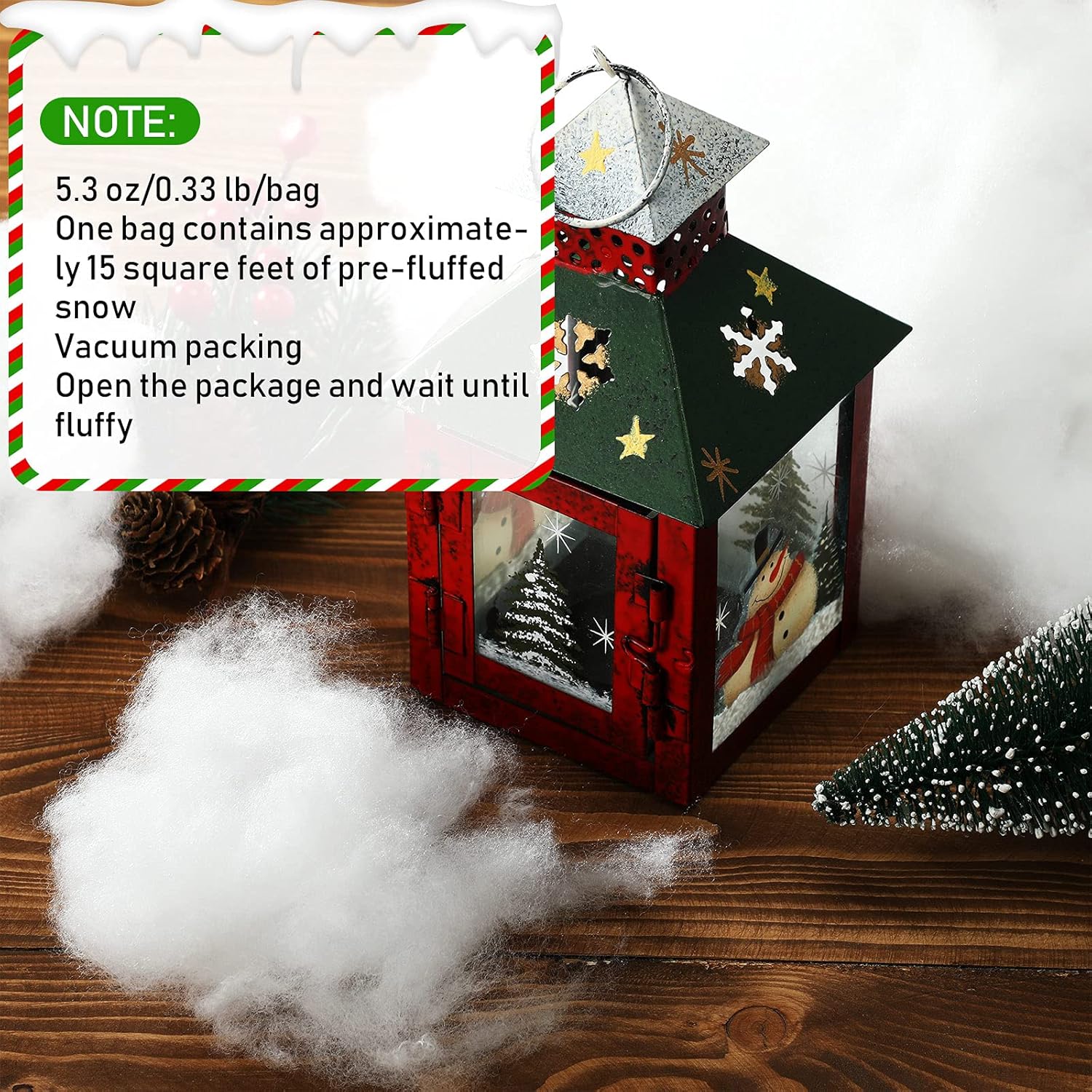 Tatuo 5 oz Fake Snow - Fluffy Artificial Cloud for Christmas Decor | Soft Indoor Winter Snow