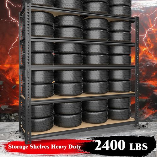 Heavy Duty Garage Shelving - 5-Tier Adjustable Storage Unit | 2400LBS Capacity, 28''×12''×60''