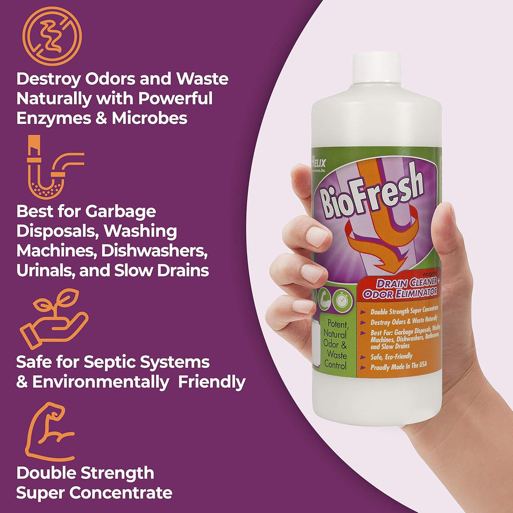 Skiennix Enzyme Drain Cleaner & Deodorizer - Effective Odor Remover for Sinks, Showers & Septic Systems | 32oz