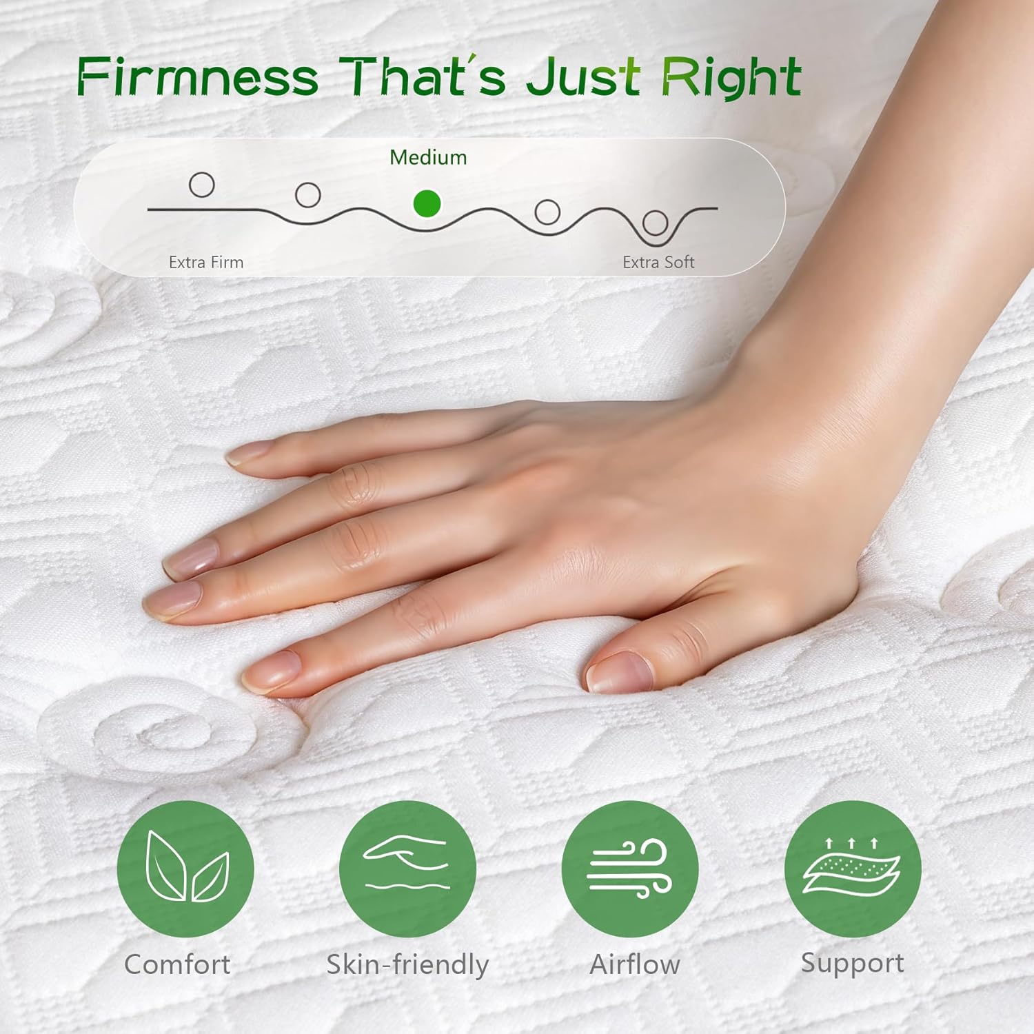 Skiennix Twin Mattress - 10 Inch Memory Foam Hybrid with Pocket Springs | Medium Firm, Pressure Relief