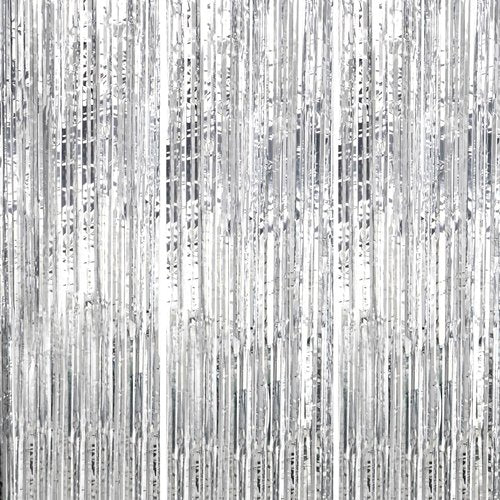 DECOCKRAT Foil Fringe Backdrop - Silver Shiny Tinsel Curtains for Party Decor | 3 Pack, 3.3x8.2 FT