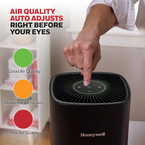 Honeywell Allergen Plus HEPA Air Purifier - Compact Design for Small Rooms, 530 Ft² Coverage, Auto Mode, Black