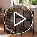 3-Piece Bar Dining Table Set with 2 Cushioned Chairs and Storage Shelves