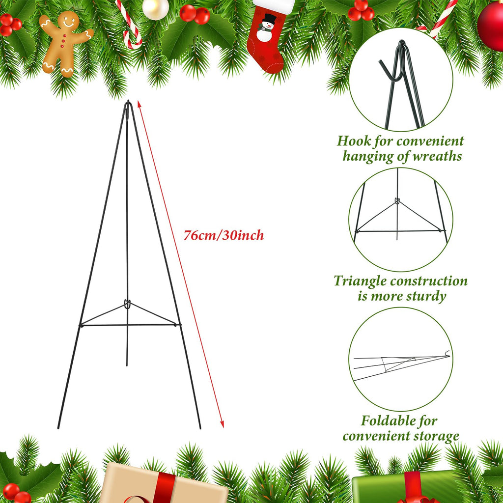 Soaoo Christmas Wreath Stand Christmas Wreath Holder Metal Easel for Cemetery Grave Flower Holder Gravestone Wreath Stand for Grave Marker Gravestone Flowers Decorations (4,30inch)