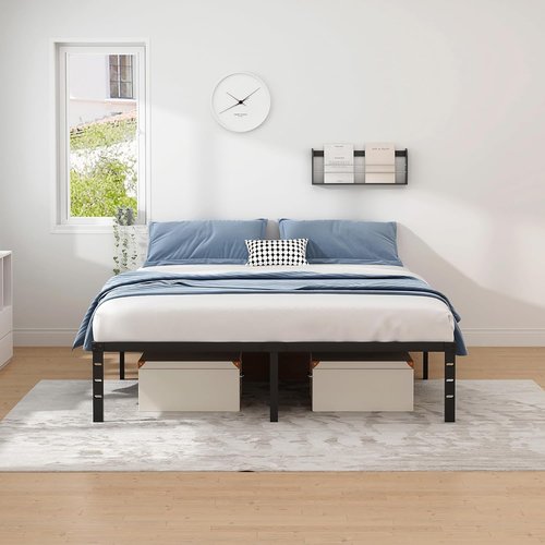 Jetonix Metal Bed Frame - Full Size Sturdy Mattress Foundation with Storage - Easy Assembly, Black, 12 Inch