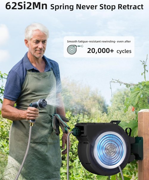 AYURA Retractable Garden Hose Reel - 100 ft x 1/2 Inch | Heavy-Duty Automatic Design with Kink-Free Rewind