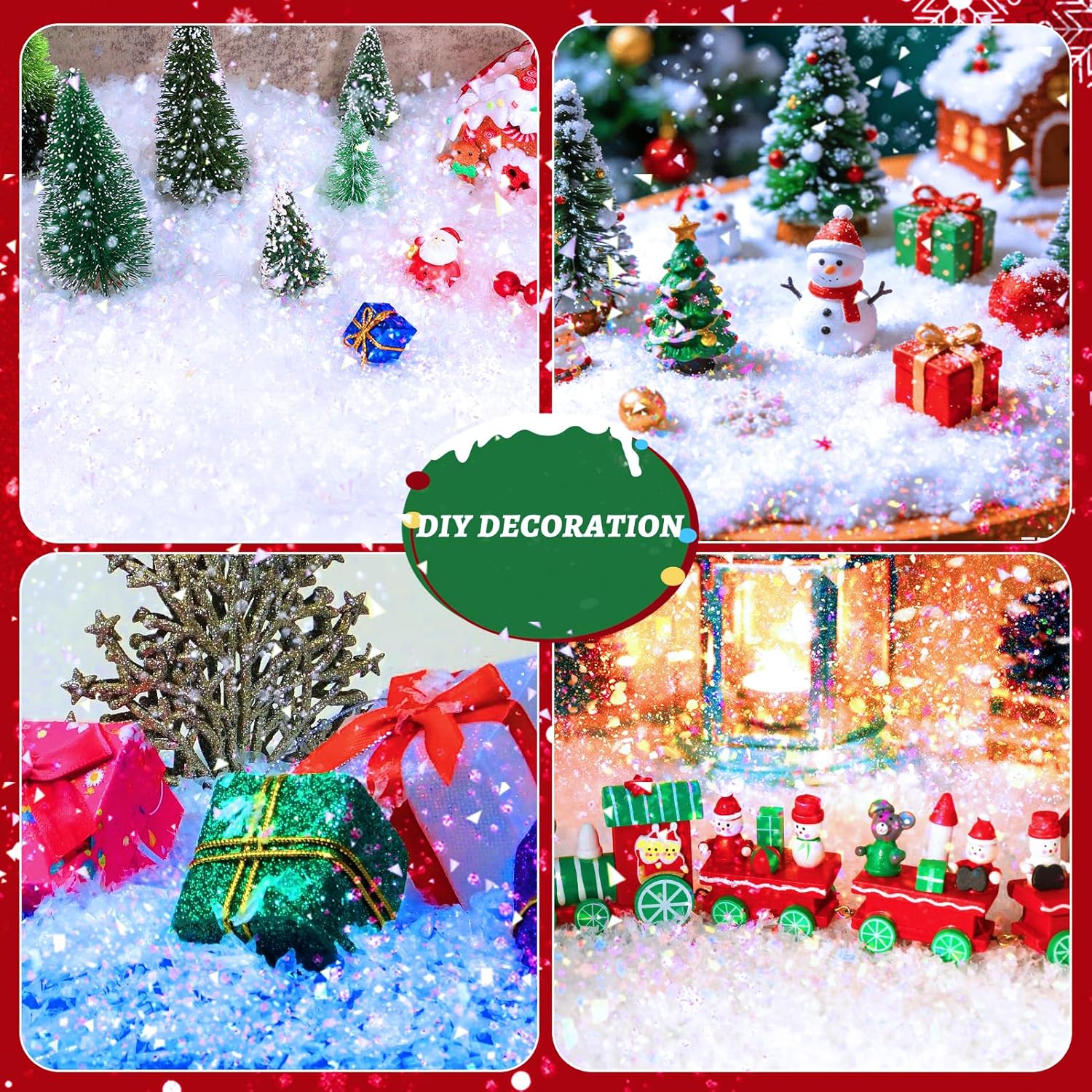 RGQSUN Christmas Artificial Flake Snow - Sparkling Fake Snow for Crafts & Decorations | 21.1oz