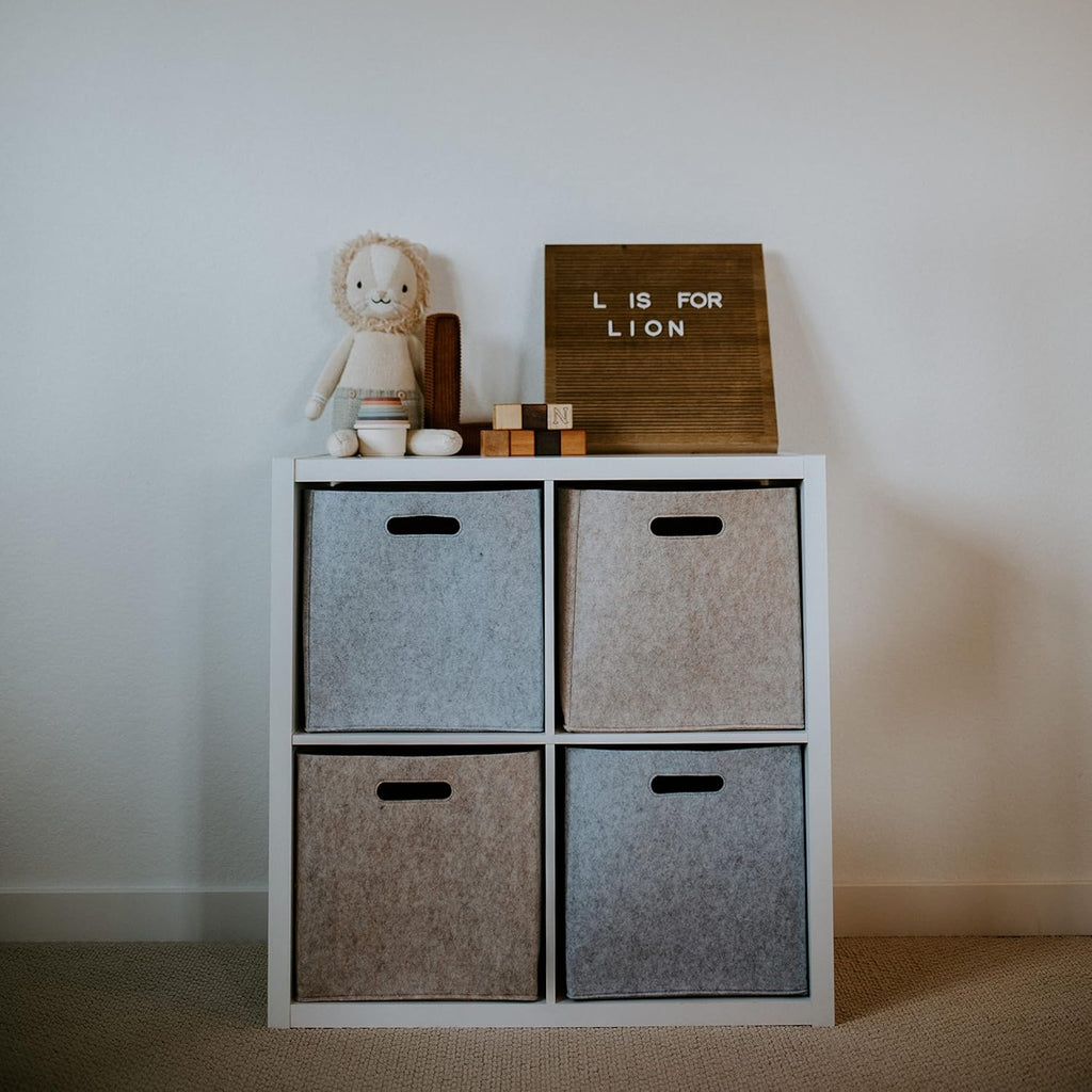 Parker Baby Felt Foldable Storage Cube - 11-Inch Nursery Organizer Bin for Toys & Closets - Oatmeal
