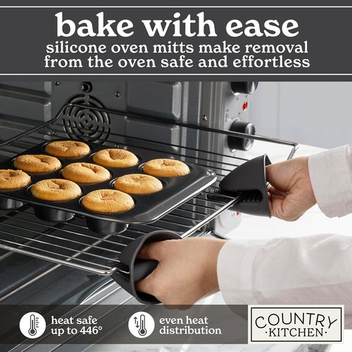 Country Kitchen Nonstick Bakeware Set - Deluxe Heavy-Duty, Easy Release, 8-Piece Set in Black