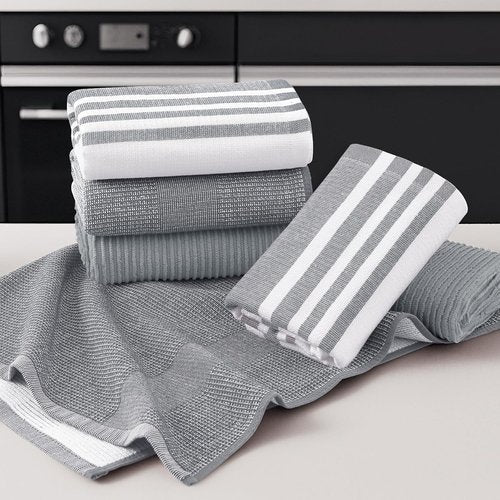 Homaxy Premium Kitchen Towels - Soft & Absorbent Cotton Dish Towels | 18”x28”, 6 Pack, Grey