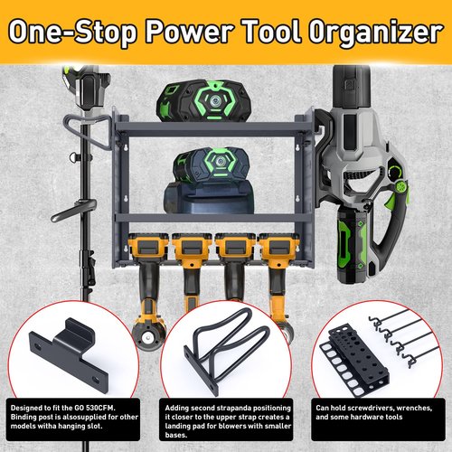 KY-HUAEN Adjustable Wall Mount for EGO Compatible Tools,200lb Leaf Blower and Weed Eater Rack,Multifunctional Garage Tools Storage (grey)