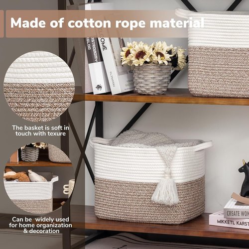 Goodpick Cube Storage Bins - Stylish Woven Baskets for Toys, Clothes & Towels | 13'' x 10'' x 9''