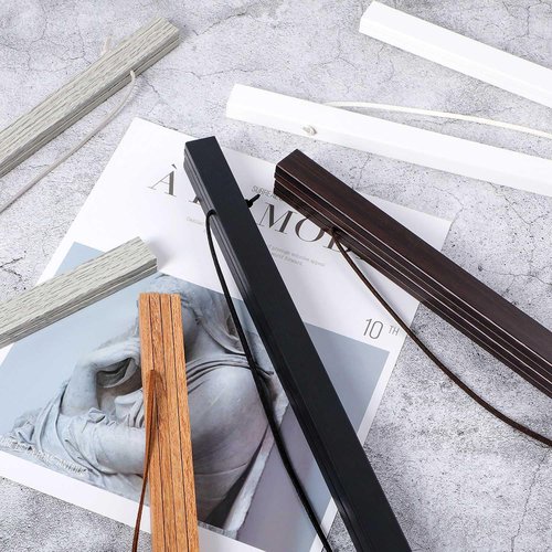 Benjia Magnetic Wooden Poster Frame - Light Wood Hanger for Photos & Artwork | 36" Teak Color