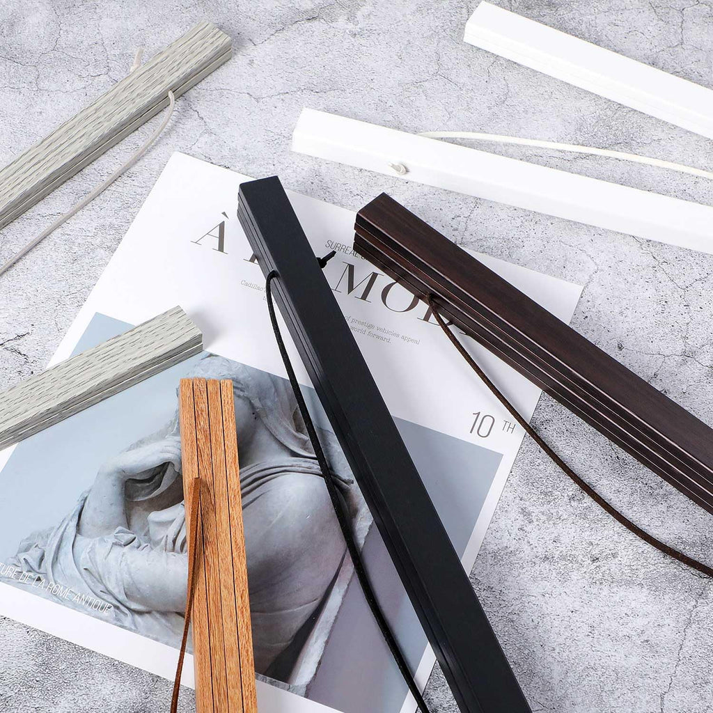 Benjia Magnetic Poster Hanger - 20" Wooden Frame for Canvas & Artwork | Grey Dowel Hanging Kit