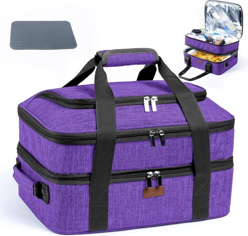 BAGSPRITE Expandable Insulated Casserole Carrier - Thermal Tote for Hot or Cold Food | Fits 9" x 13" Dish