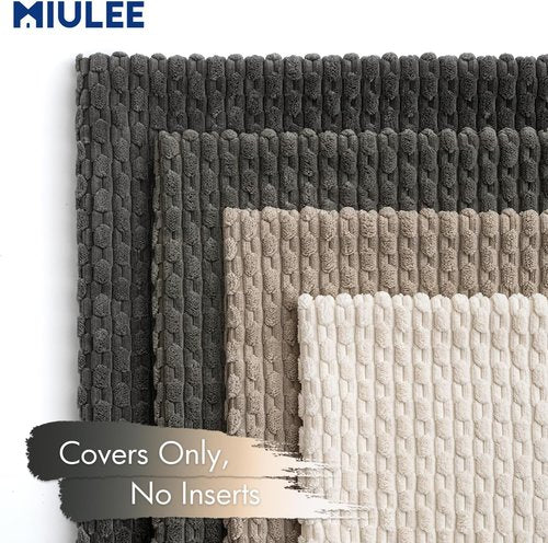 MIULEE Decorative Throw Pillow Covers - Soft Corduroy Striped Cushion Covers | 18x18 Inch Set of 4 in Neutral Grey