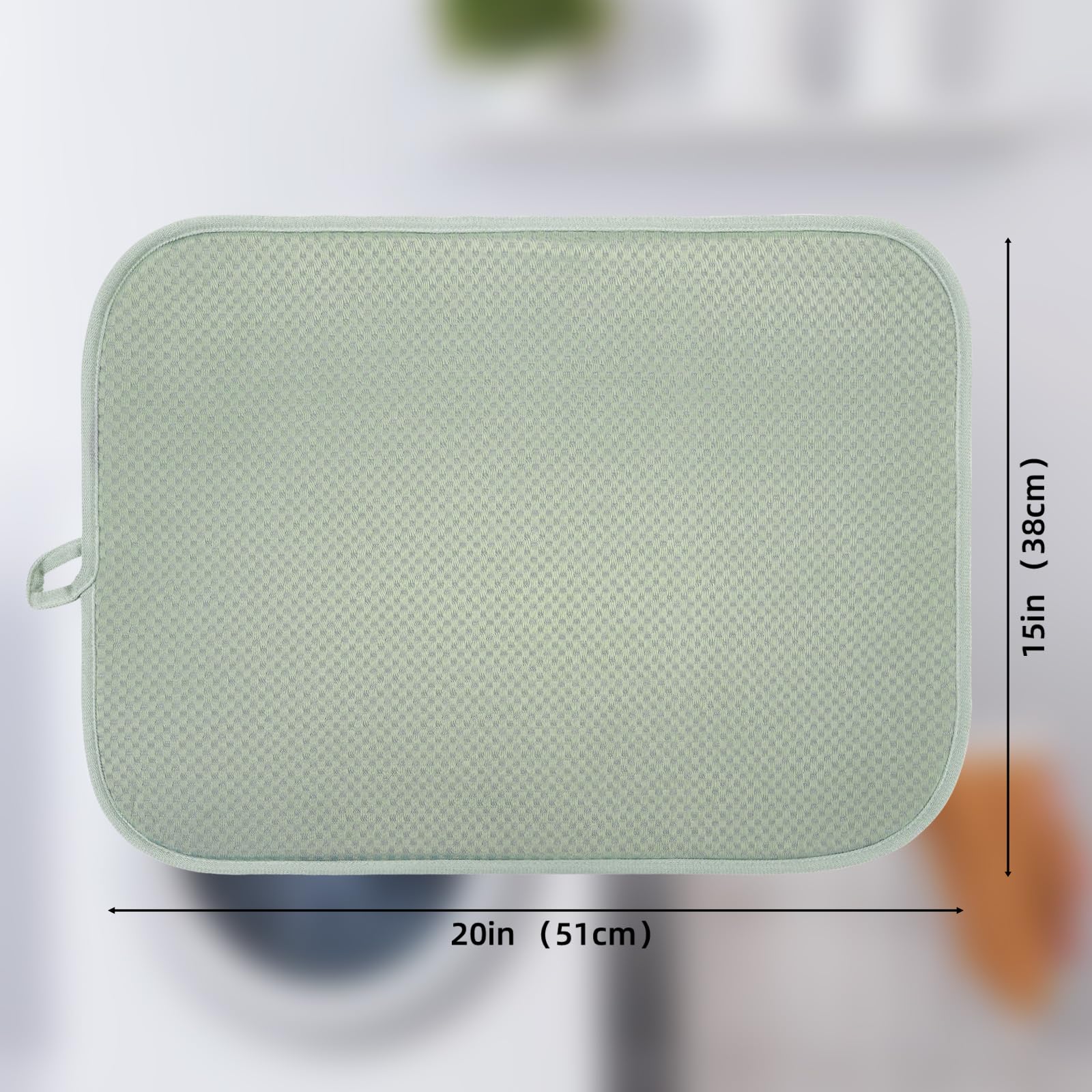 FULL BE DARE 2 Packs Dish Drying Mats for Kitchen Counter, Drying Matt Kitchen Counter, Sage Green Kitchen Dish Drying Mat & Dish Dryer Mat for Drying Dishes, 20 x 15 inches (Green)