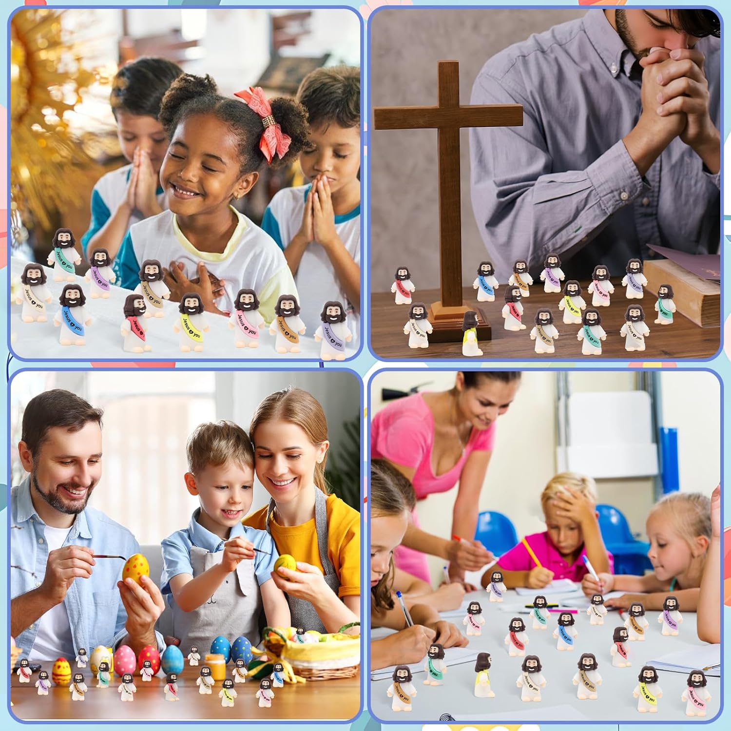 YuDanae Jesus Loves You Figures - 100pcs Baby Jesus Party Favors for Baptism & Easter Crafts