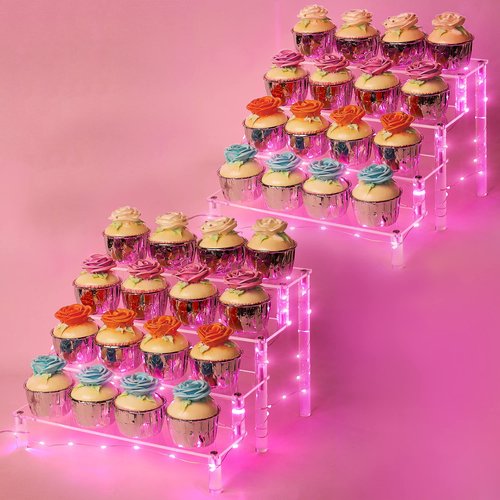 Display Shelf Cake Stand – 4 Tier Shelf Cake Pop Stand – Multifunctional and Durable Acrylic Stand – Mounting Hardware Included – Ideal for Desserts, Cosmetics, Glassware, Figurines
