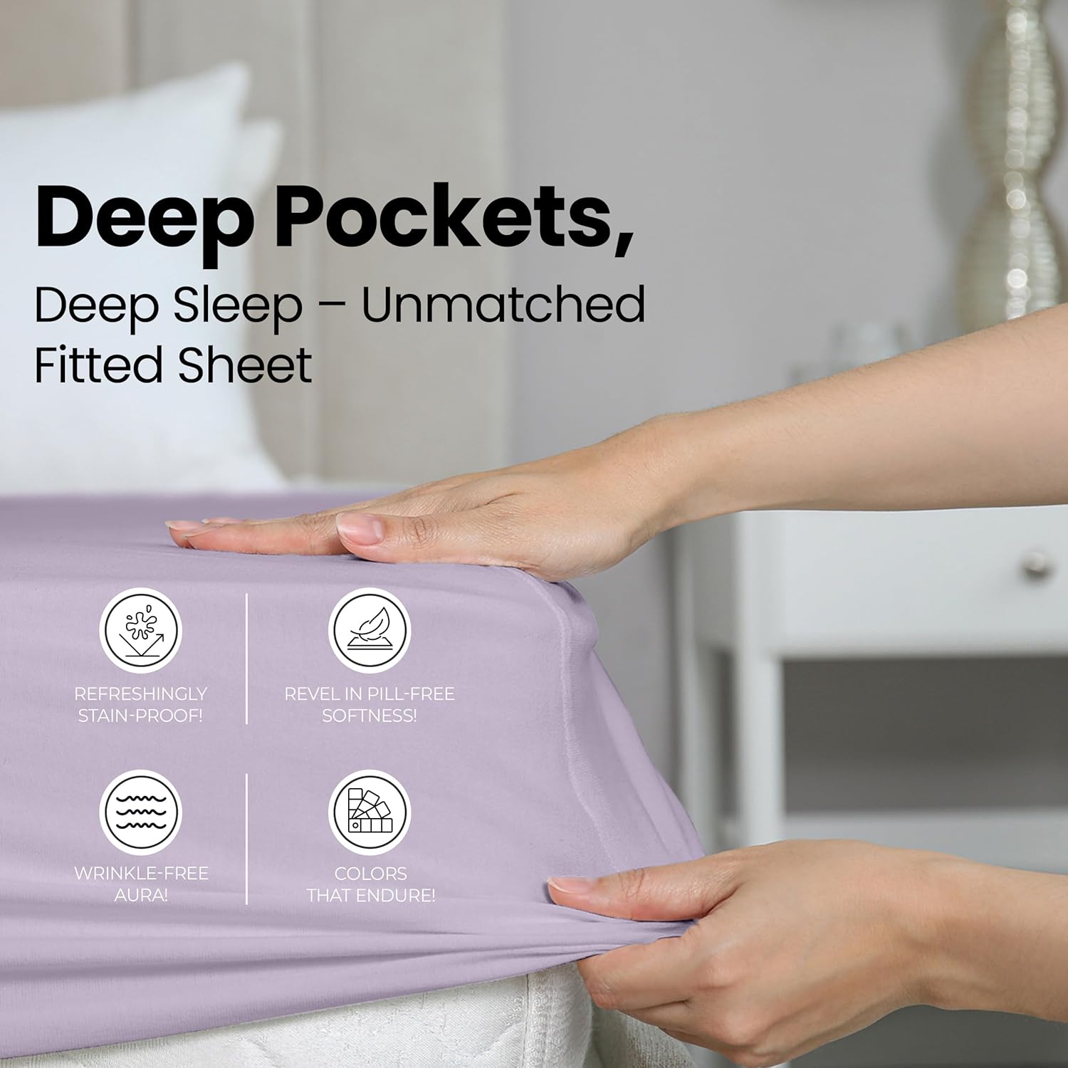 Utopia Bedding King Fitted Sheet - Deep Pocket Soft Microfiber - Fade Resistant & Easy Care | Lavender