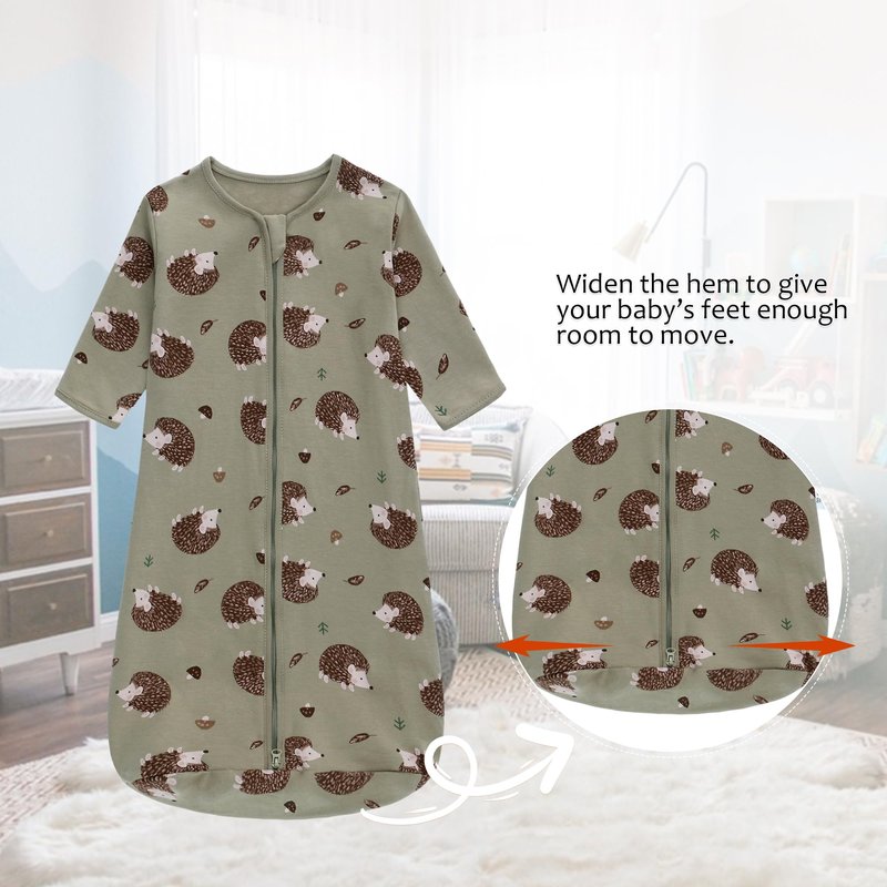 Miracle Baby Sleep Sack with Long Sleeve, 100% Breathable Cotton Wearable Blanket with Two-Way Zipper for Infants 0–18 Months