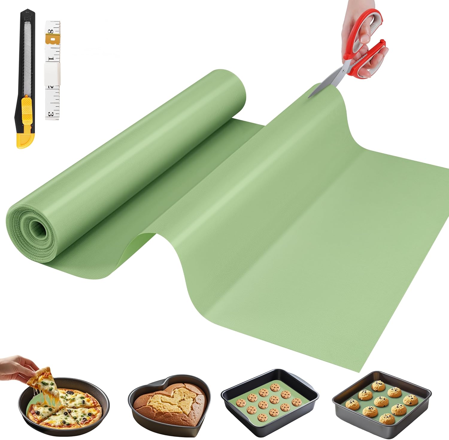 Silicone Baking Mat - Non-Stick Reusable Dough & Pastry Sheet | 12 IN x 6 FT for Air Fryer & Oven
