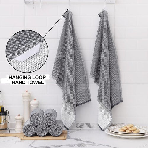 Homaxy Premium Kitchen Towels - Highly Absorbent Cotton Dish Towels | 6-Pack, 18”x28”, Grey
