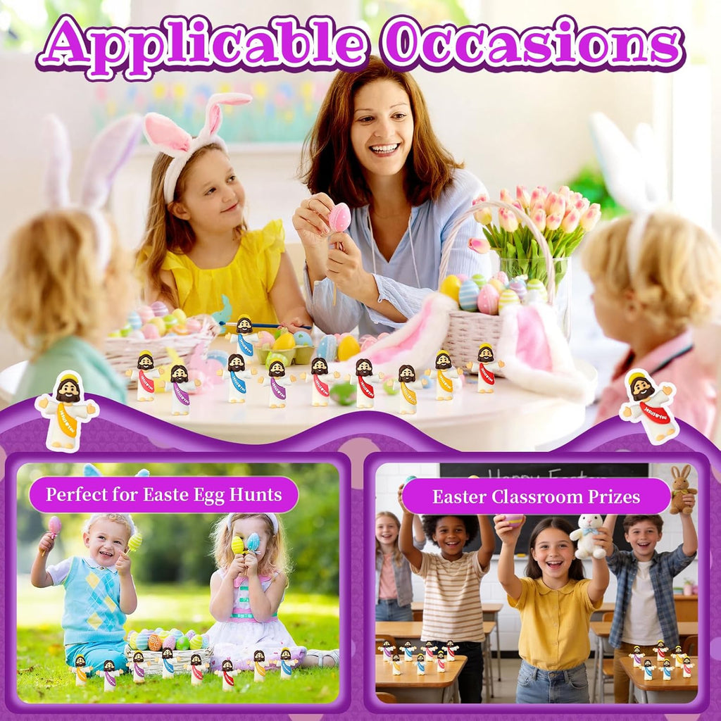 Skiennix Mini Jesus Figurines - 100Pcs Multicolor Collectible Dolls | Perfect for Easter Egg Stuffers