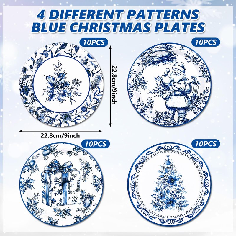 Whaline Pastel Smile Paper Plates 4 Designs Disposable Plates 9 Inch Dinner Dessert Plates for Birthday Wedding Party Supplies Table Decor, 40Pcs
