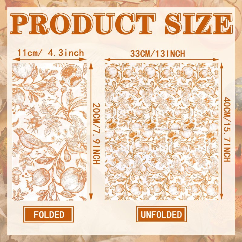 200 Pcs Fall Disposable Hand Towels for Bathroom Fall Guest Napkins White Orange Pomegranate Guest Towel Napkins Disposable Guests Decorative Flower for Baby Shower Wedding
