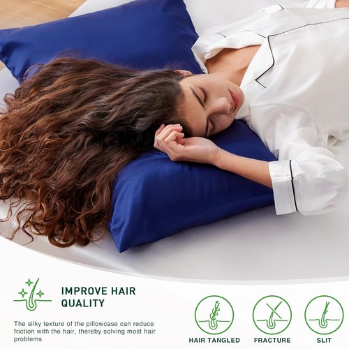 Love's Cabin Satin Pillowcase Set - Cooling Standard Size 20x26 for Hair & Skin, Silky Smooth, Navy