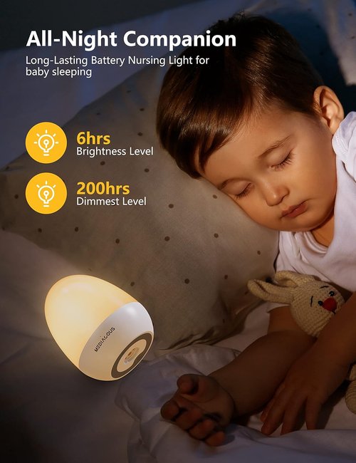 MediAcous Night Light - Dimmable Egg Design for Nursery | Touch Control & 1-Hour Timer, 200H Battery Life