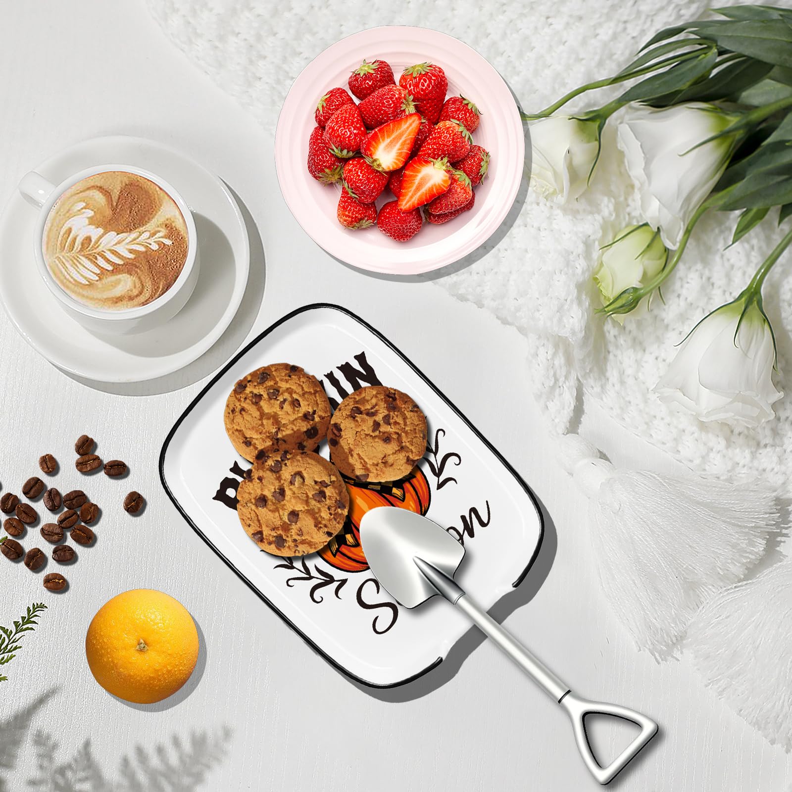 Pumpkin Ceramic Spoon Rest for Kitchen Stove Top Counter, Halloween Spoon Holder, Cooking Utensils Holder, Farmhouse Fall Autumn Thanksgiving Kitchen Decor for Cooking Lovers