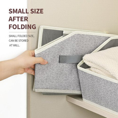 Homsorout Storage Bins - Large Trapezoid Closet Organizers with Handles | 4-Pack Light Gray Fabric Baskets
