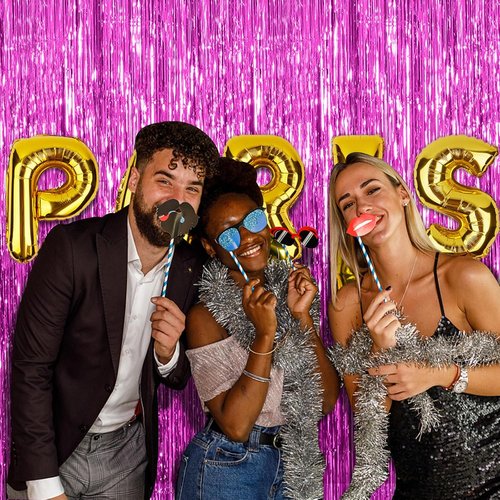 Hot Pink Party Decorations by [Brand Name] - 20 Pack Tinsel Curtain Streamers for Birthdays & Celebrations
