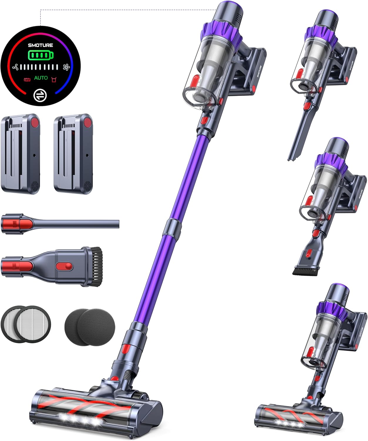 Skiennix Cordless Vacuum Cleaner - 110 Mins Runtime, 45KPA Suction, Ideal for Pet Hair & Carpets