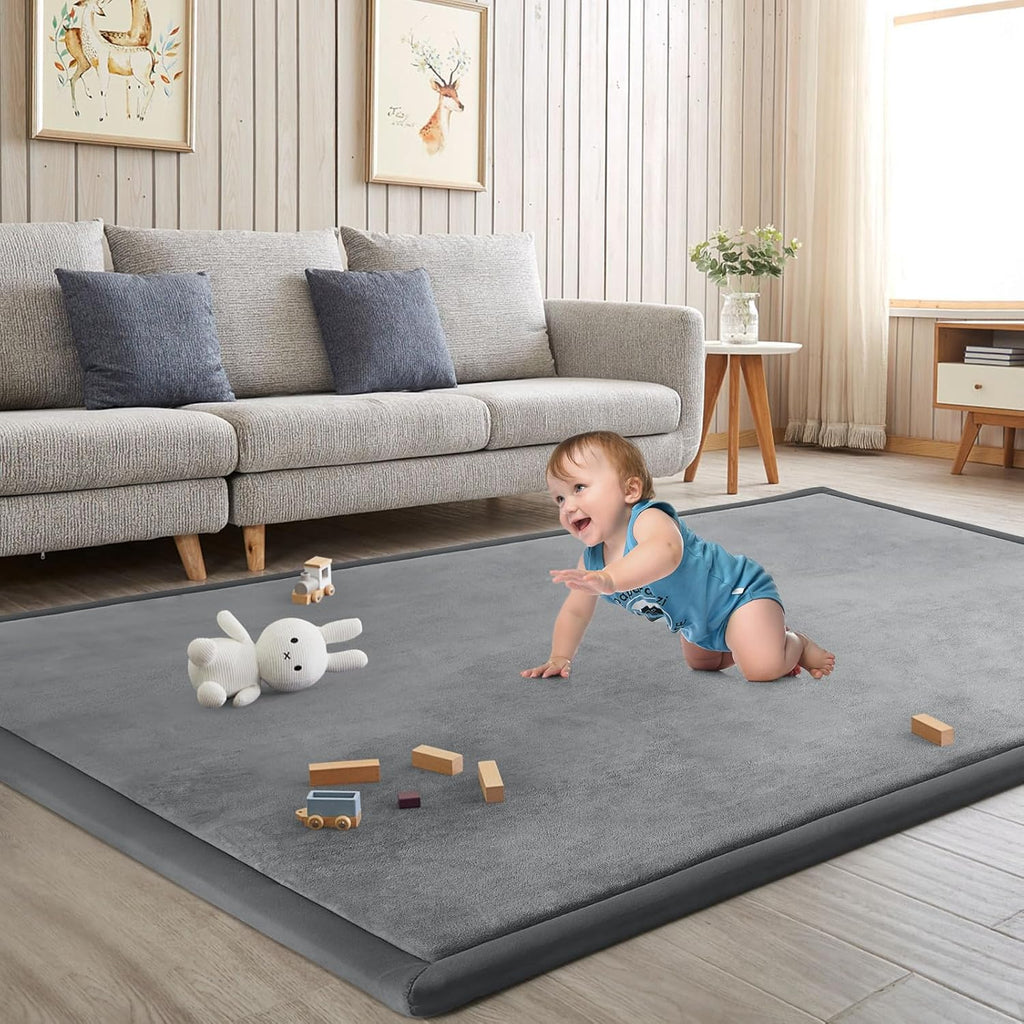 Skiennix Baby Play Mat - Soft Memory Foam Crawling Rug | 50"x50" | Grey for Infants & Toddlers